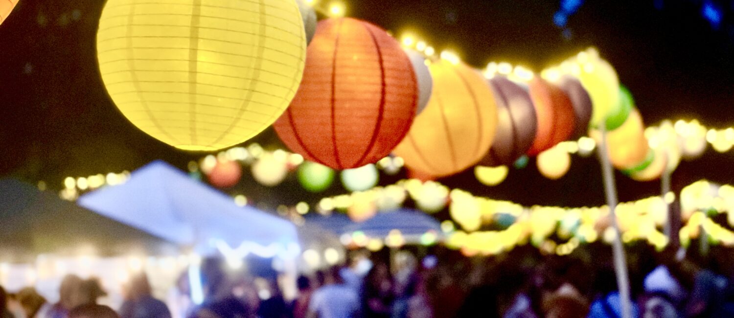 Lanterns above a crowd